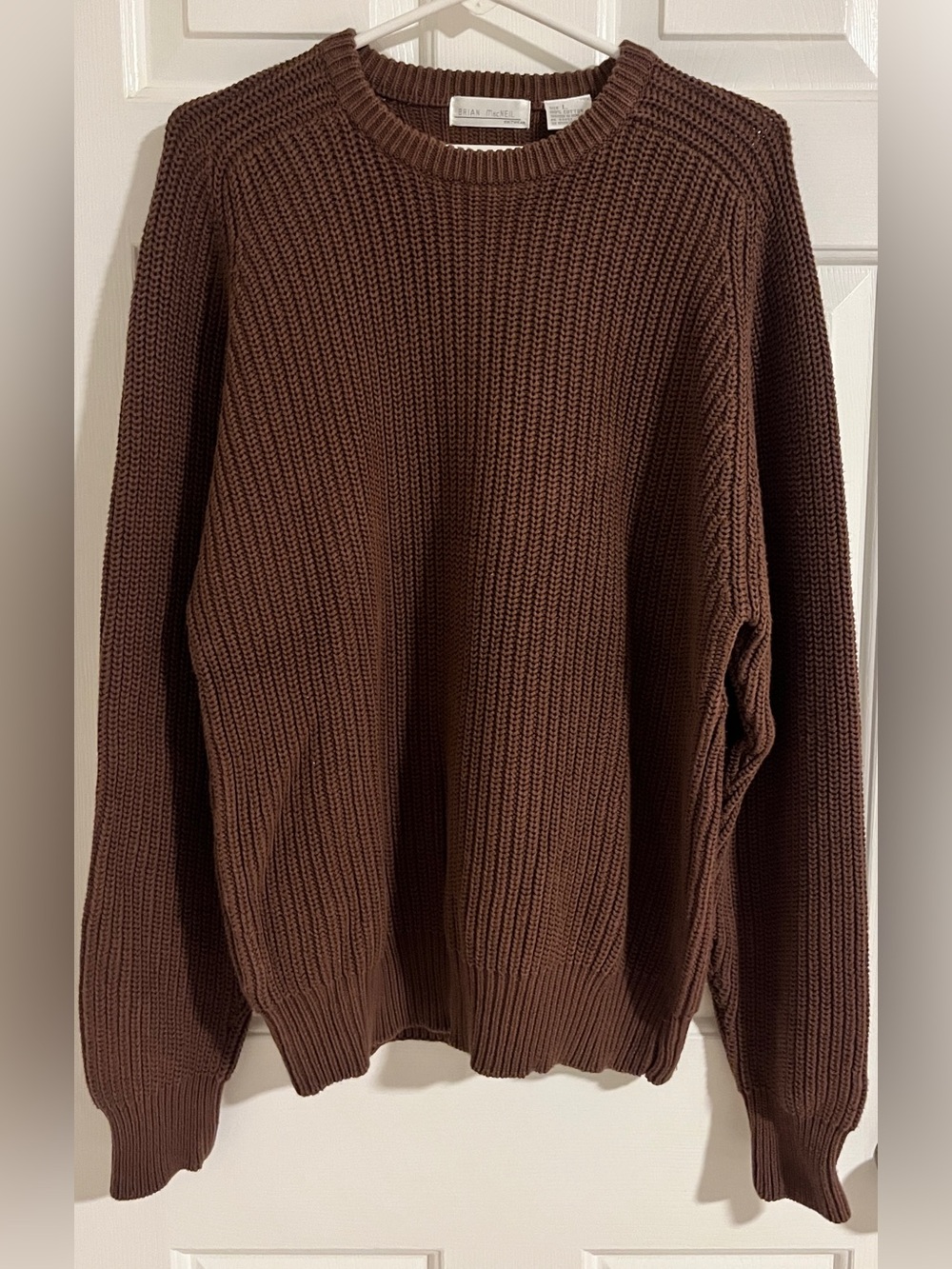 Dreamy fall chunky sweater 100% cotton dark brown size L